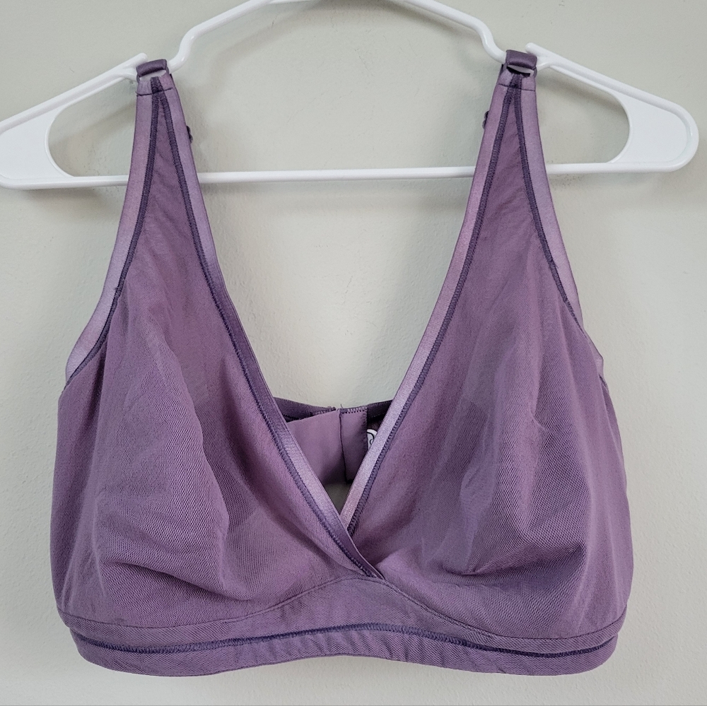 Cosabella Mesh Sheer Plunge Deep V Purple Bralette Women's Size L